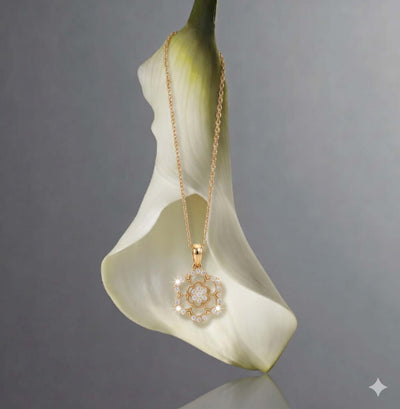 Natural Diamond Rose Gold Flower Pendant