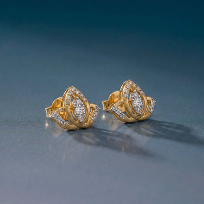 Natural Diamond Rose Gold Crown Earrings