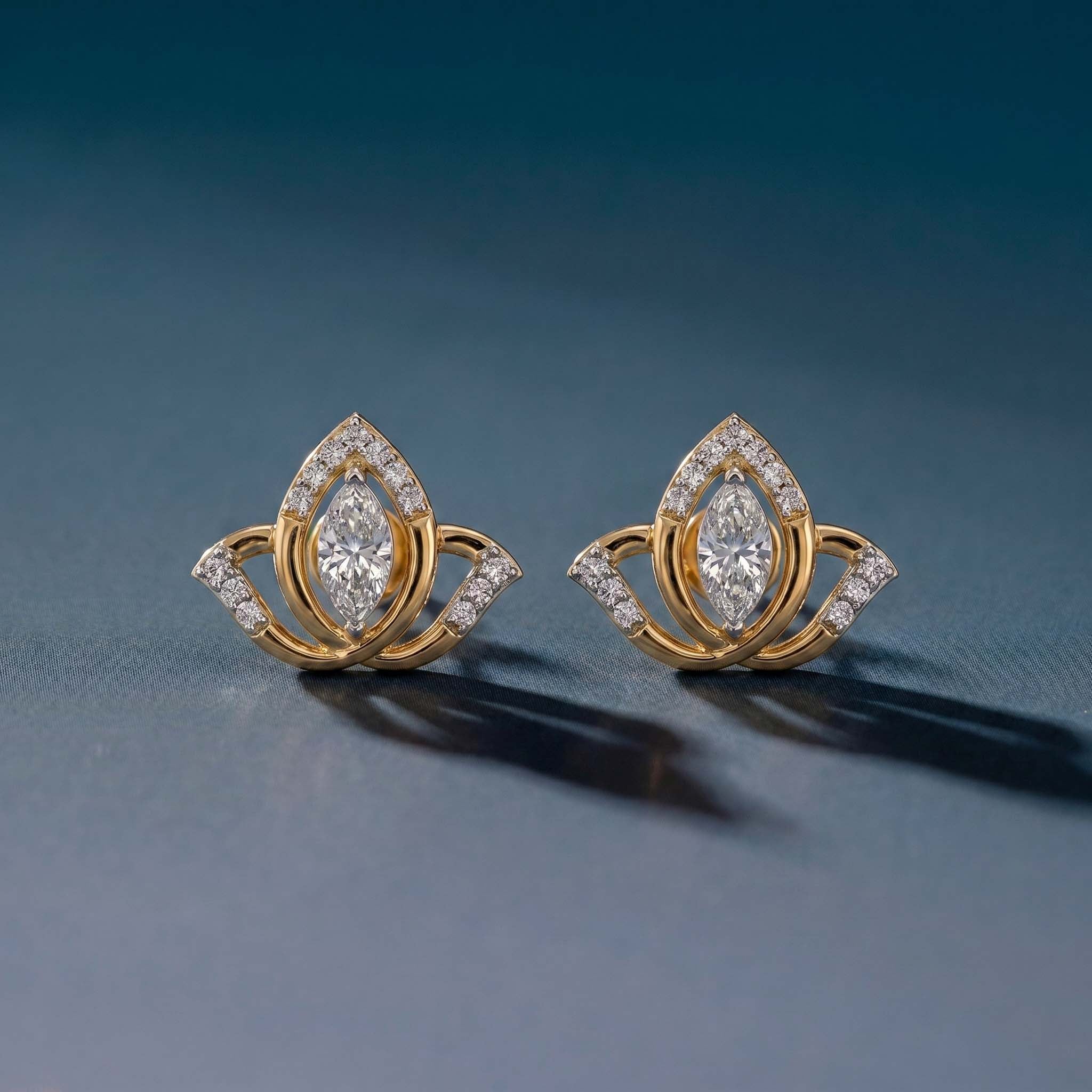 Natural Diamond Rose Gold Crown Earrings