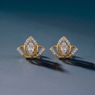Natural Diamond Rose Gold Crown Earrings