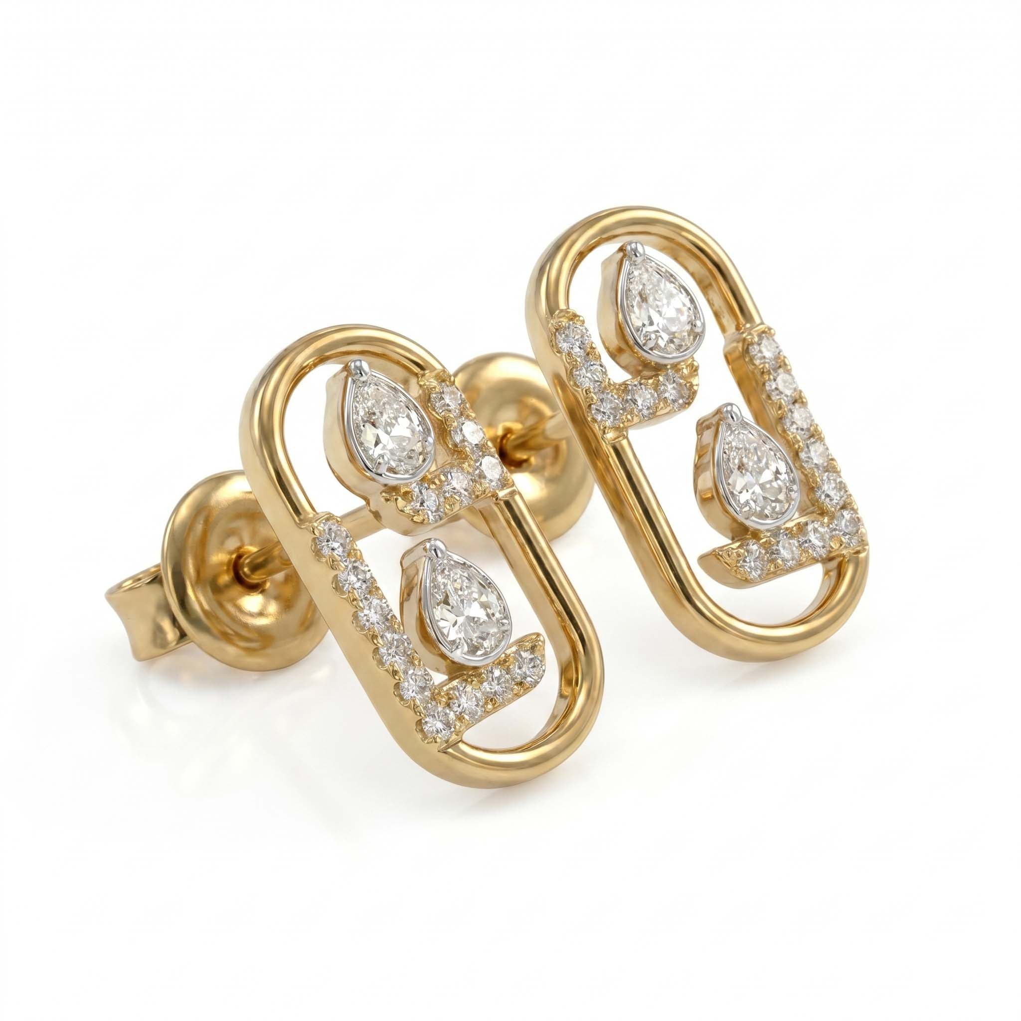 Oblong Twin Pear Diamond Studs