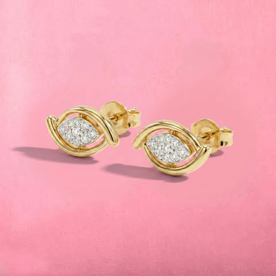 Natural Diamond Rose Gold Eye Earrings