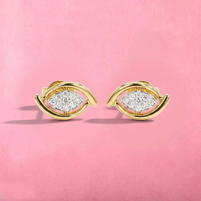 Natural Diamond Rose Gold Eye Earrings