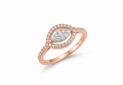 Rose Gold Evil Eye Diamond Cluster Ring