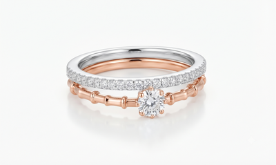 Delicate Station Diamond Solitaire Ring in Yellow Gold