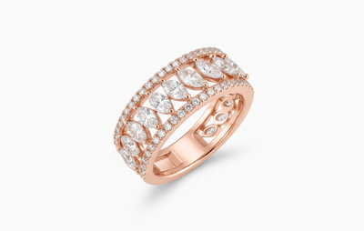 Rose Gold Marquise Diamond Station Ring