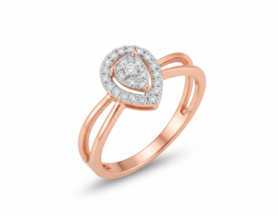 Rose Gold Pear-Shaped Halo Split-Band Diamond Ring
