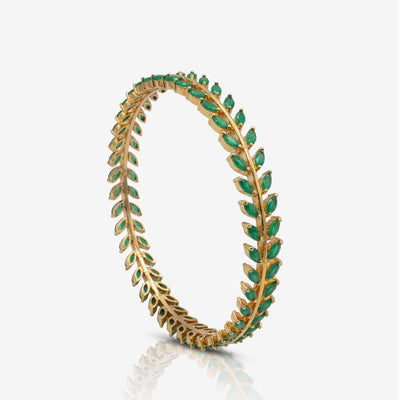 Flâneur Green Stone Silver Bangles | 92.5 Sterling Set