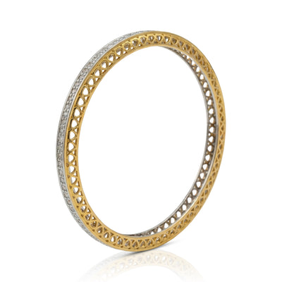 Flaneur 925 Silver Two-Tone Gold Plated Filigree Cutout Bangles (Pair)