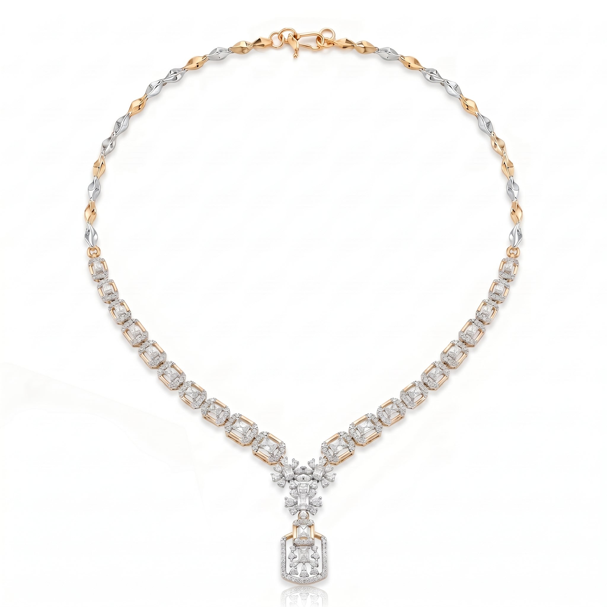 Regal Cascade Dual-Tone Rose Gold Necklace