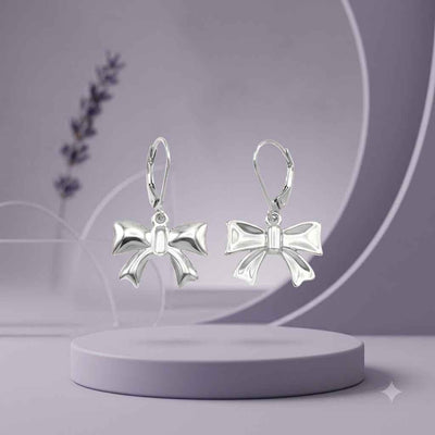 Silver Bow Drop Earrings for Women – Elegant Bow Design