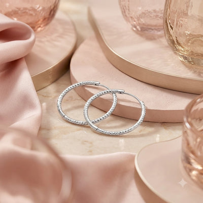Textured Silver Hoop Earrings for Women