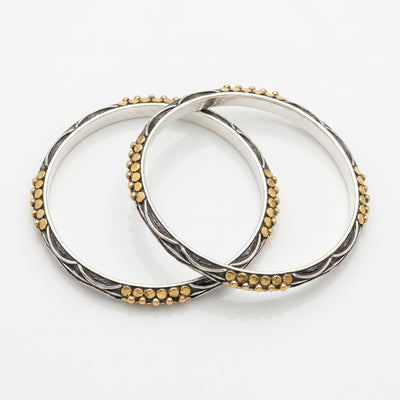 Dual-Tone Gilded Pebble Bangles