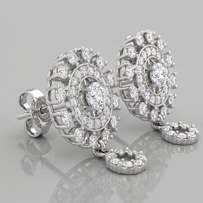 Vintage Statement Zirconia Drop Earrings in Flaneur 925 Silver