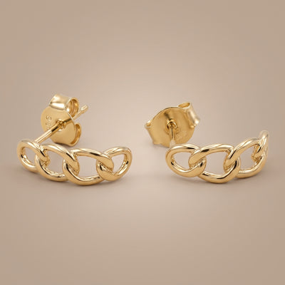 Polished Cuban Link J-Hoop Earrings in Flaneur 925 Silver