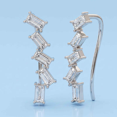 Baguette Zirconia Climber Earrings in Flaneur 925 Silver