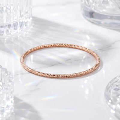 Twisted Textured Bangles in Rose Gold Finish