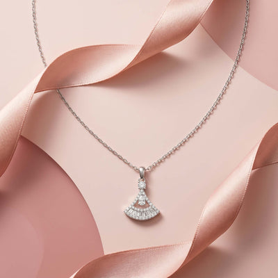Fan-Shaped Zirconia Statement Elegant Pendant