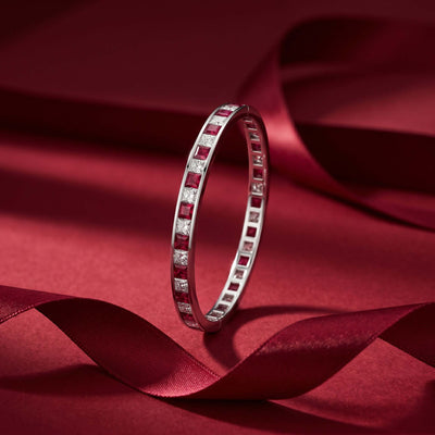 Channel-Set Bangles with Ruby & White Stones