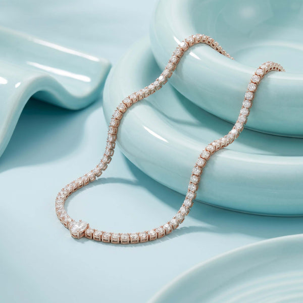 Celestial Drop Rose Gold Tennis Necklace