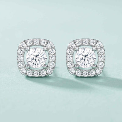 Cushion Halo Zirconia Stud Earrings