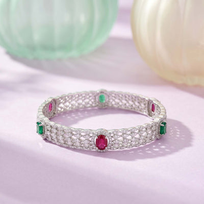 Bangles with Ruby and Emerald Accents (Pair)