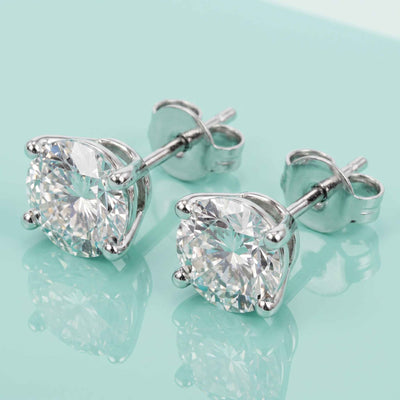 Three-Prong Round Solitaire Zirconia Stud Earrings