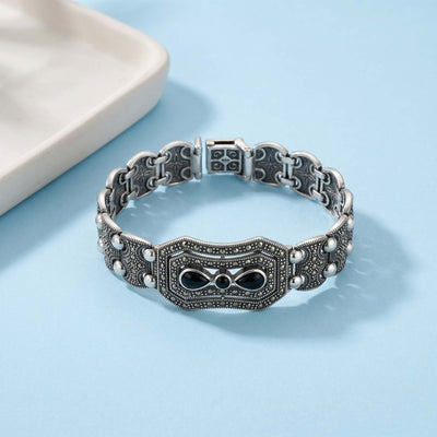 Handcrafted Oxidized Rose Link Bracelet