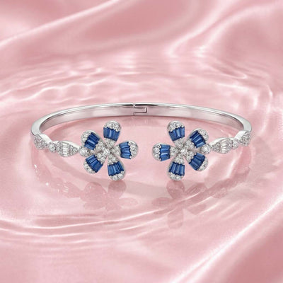 Blue Sapphire Blossom Silver Bracelet