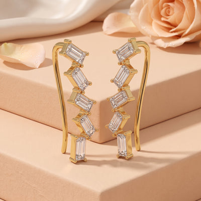 Baguette Zirconia Climber Earrings