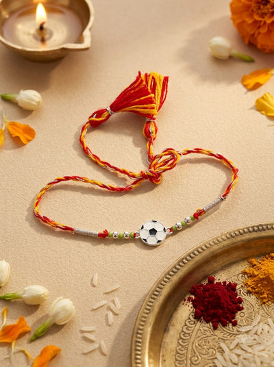Silver Soccer Ball Rakhi – 925 Fine Silver Football Rakhi