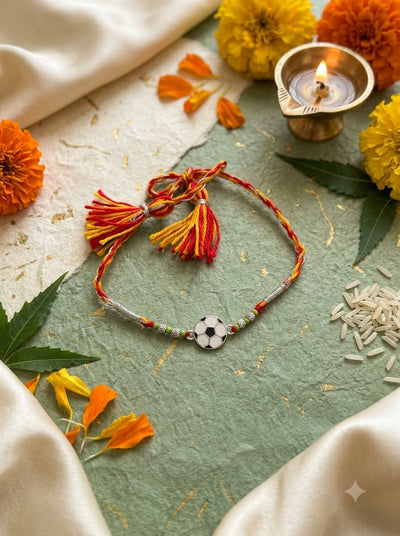 Football Rakhi – Red & Yellow Soccer Rakhi for Brother