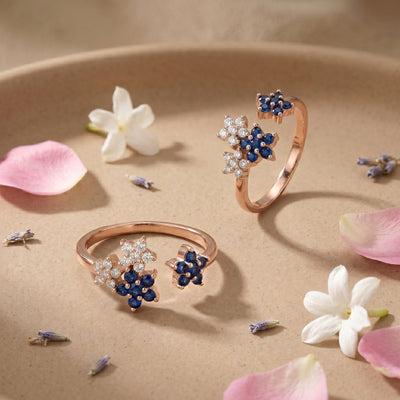 Sapphire & Starlet Rose Gold Bypass Toe Rings