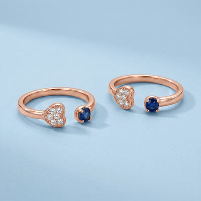 Midnight Heart Rose Gold Bypass Toe Rings