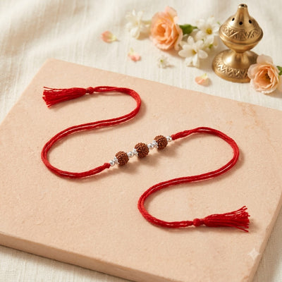 Rudraksha Bead Rakhi – Traditional Red Thread Rakhi