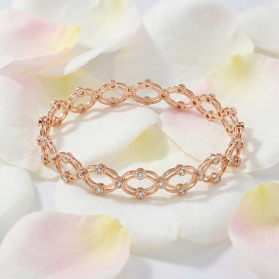 92.5 Fine Silver Rose Gold Sparkling Infinity Link Bracelet