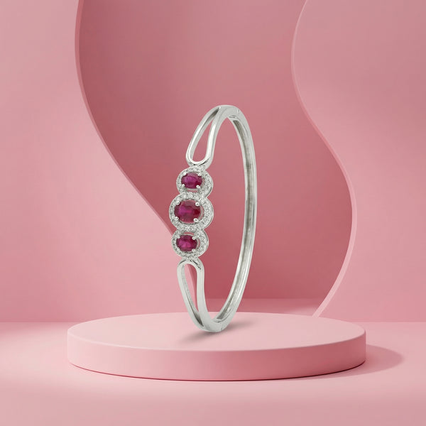 92.5 Fine Silver Sparkling Ruby Zirconia Trio  Bracelet - Flâneur Global® | FG | 925 Fine Silver Jewelry & Accessories