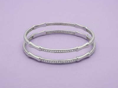 Bamboo Zen Architectural Pavé Bangle