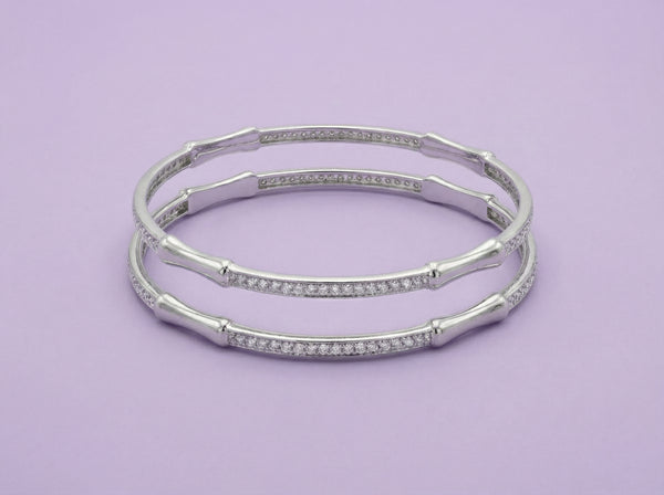 Bamboo Zen Architectural Pavé Bangle - Flâneur Global® | FG | 925 Fine Silver Jewelry & Accessories