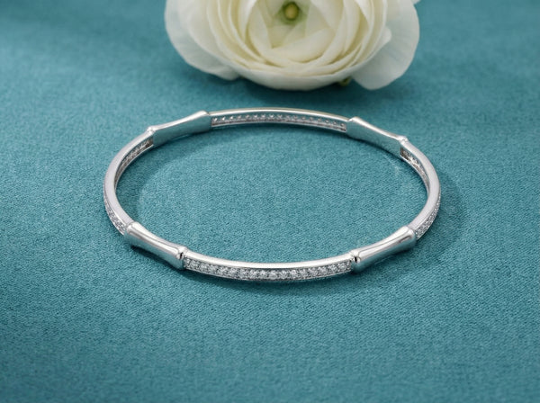 Bamboo Zen Architectural Pavé Bangle - Flâneur Global® | FG | 925 Fine Silver Jewelry & Accessories