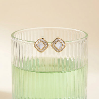 Mother of Pearl & Baguette Zirconia Studs