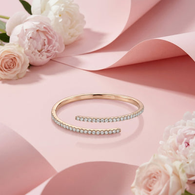 92.5 Fine Silver Rose Gold Wrap-Around Baguette Zirconia Bracelet