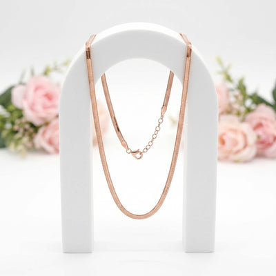 Silver Rose Gold Herringbone Snake Chain Necklace for Women