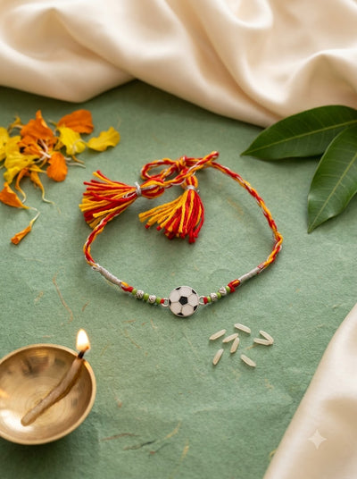 Football Rakhi – Red & Yellow Soccer Rakhi for Brother