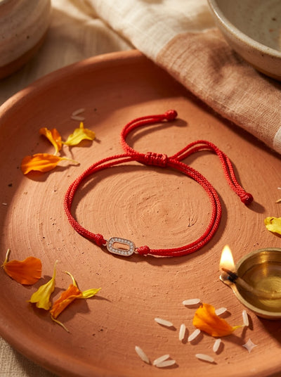 Geometric Rakhi – Red Thread Designer Rakhi for Brother