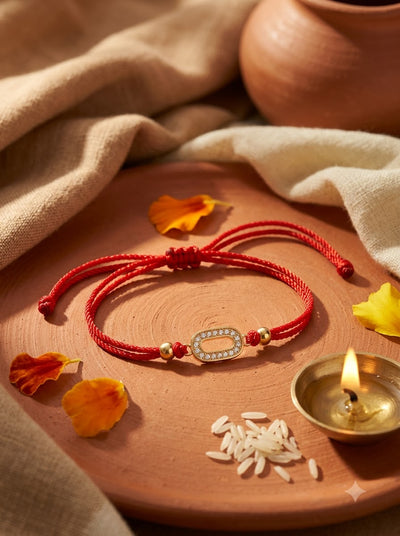 Geometric Rakhi – Red Thread Designer Rakhi for Brother