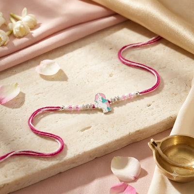 Pink Unicorn Rakhi – Kids Silver Rakhi