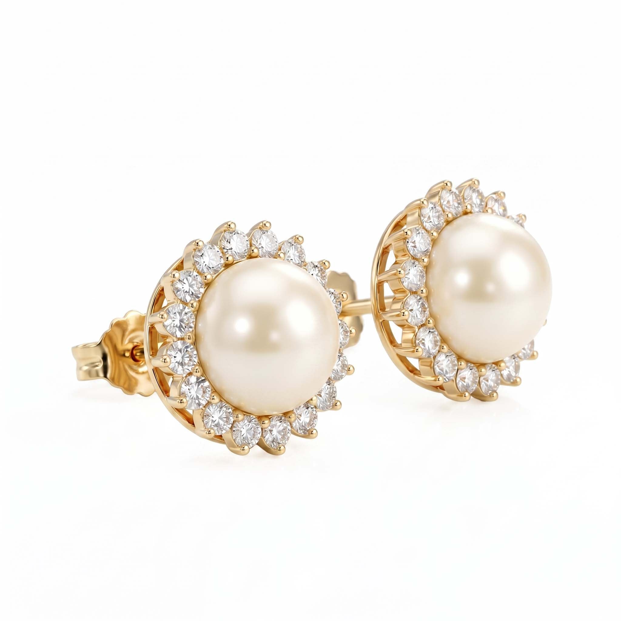 Pearl Sunflower Diamond Studs