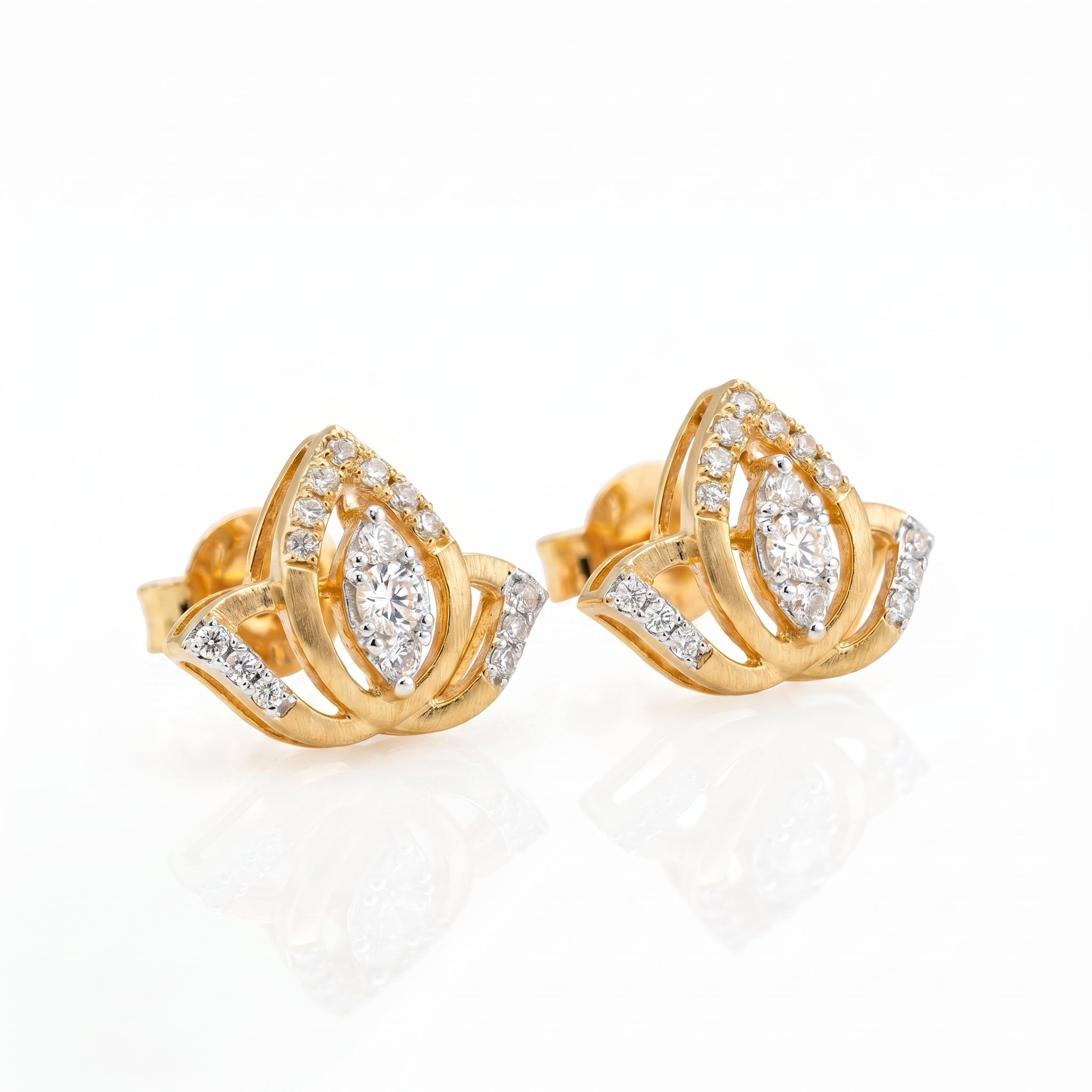 Lotus Crown Diamond Studs