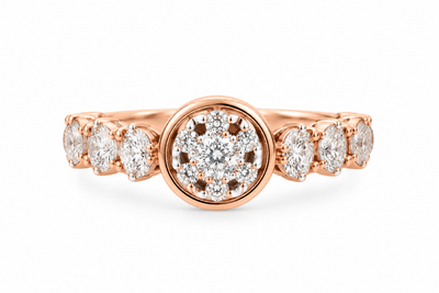 Rose Gold Natural Diamond Cluster Ring